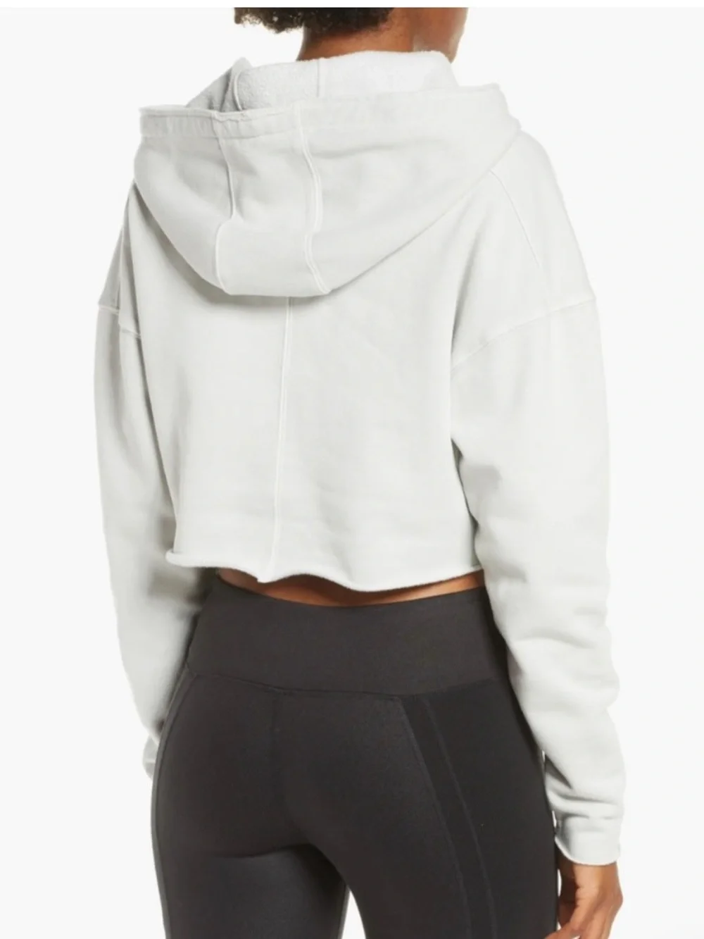 NWT ALO Yoga Washed Edge Hoodie in Chalk like Gray Cropped Boxy Large